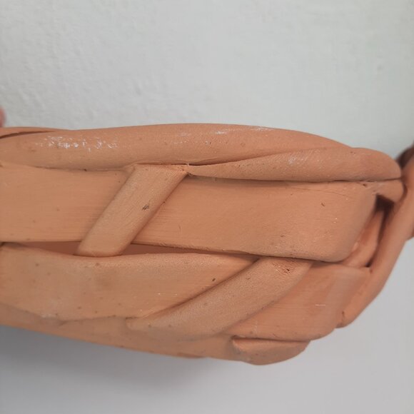 VTG Terra Cotta Woven 12" Basket MADE IN ITALY 3" High Italian Pottery READ - Picture 4 of 10